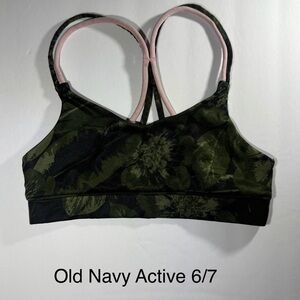 Old Navy Active Green and Black Floral Sports Bra